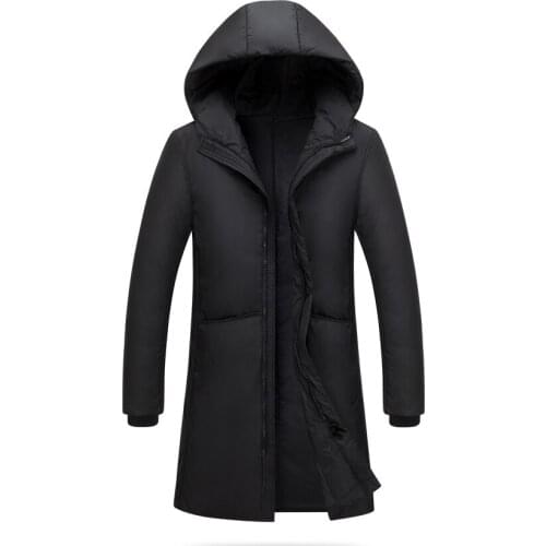 Mens Long Over-the-knee Down Jacket Coat 2019 Winter Korean Style Thickening Slim Hooded Warm Coat