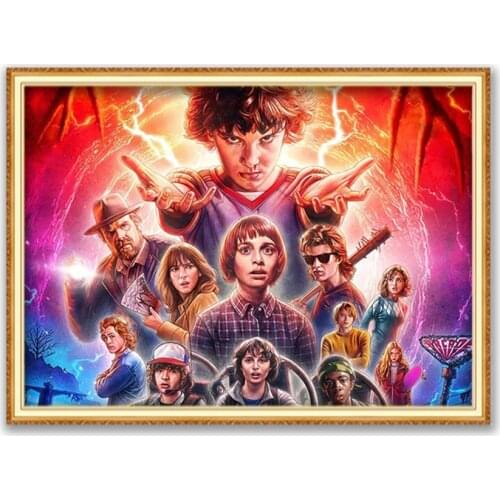 Stranger Things DIY 11CT Embroidery Cross Stitch Kits Craft Needlework Set Cotton Thread Printed Canvas Home Decoration Design