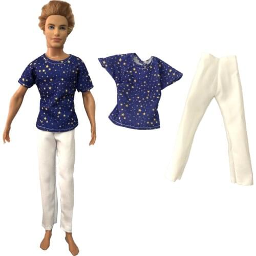 NK 1x Ken Dol Blue Shirt +Fashion Trousers Clothes For Barbie Doll Boyfriend Accessories Play House Dressing Up Kids Toys 52A 5X