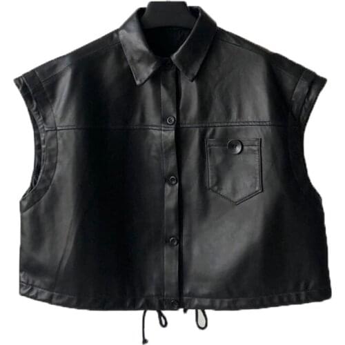 Genuine Leather 2020 spring new Haining leather vest female sheepskin short Korean version was thin sleeveless leather jacket
