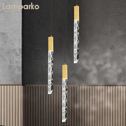 Nordic Clear Crystal Pendant Lamp LED Gold Cap Modern Chandelier Lighting Home Loft Deco Light Fixture Kitchen Island Bedside