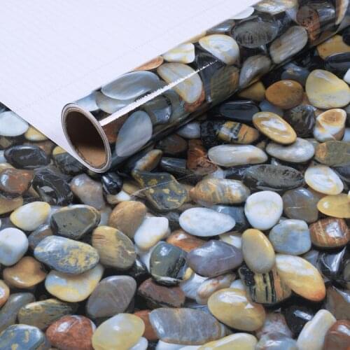 3D Cobblestone Self Adhesive Wallpaper Vinyl Wrap Film Kitchen Countertop Peel Stick Wallpaper Decal DIY Wall Stickers 55cm*10m