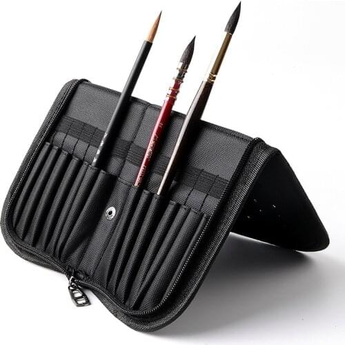 Foldable paint brush bag portable watercolor gouache paint brush storage bag canvas breathable mold proof painting kit