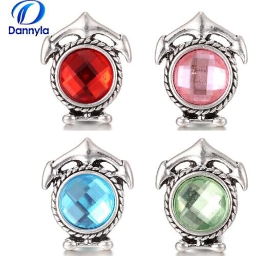 Mix Color Anchor Snap Jewelry Wholesale Crystal Snap Button Charms With Rhinestones LSSN277