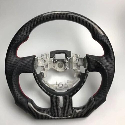 Racing Cuatomized Gloss Carbon Fiber Sports Steering Wheel Perforated Leather Compatible for SUBARU BRZ Toyota 86 2013 2014