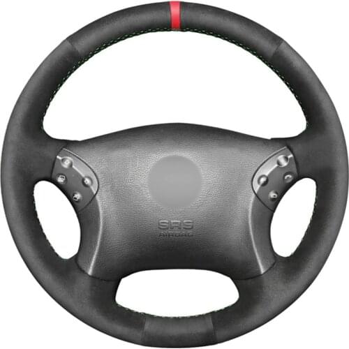 DIY Hand-sewn Black Suede Car Steering Wheel Cover for Mercedes Benz W203 C-Class 2001 2002 2003 2004 2005 2006 2007 Accessories
