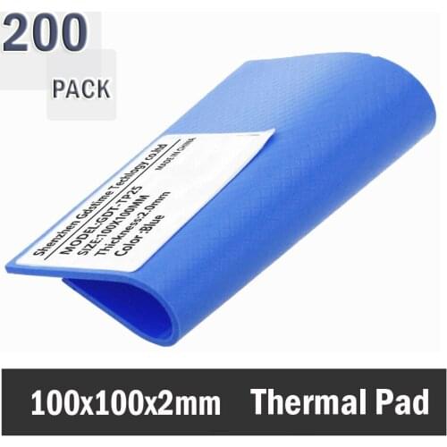 200pcs 100X100x2MM Blue Chip Heatsink Conductive Silicone Thermal Pad Chip Heatsink