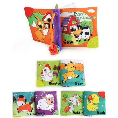 Infant Early Education Cloth Book Animal Pattern Sound Books with Device Teether Design 111
