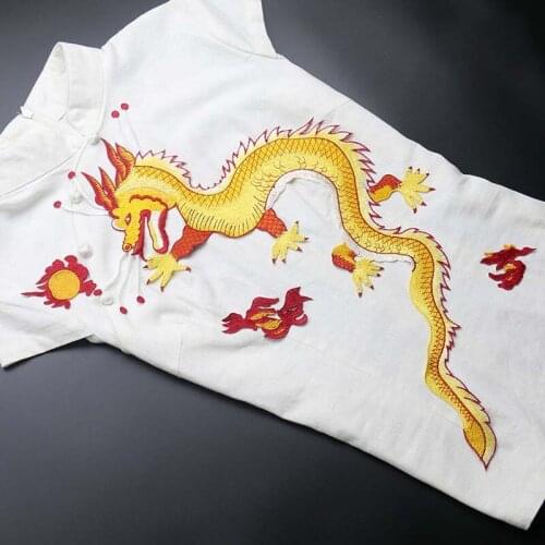 China Style Traditional Large Embroidered Dragon Patches Sew on DIY Applique Dress Jacket Patch For Clothing Decoration