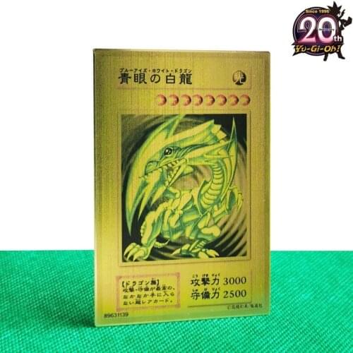 Yu Gi Oh Blue-Eyes White Dragon Caards Anime 20th Anniversary Collectionyu-gi-oh! Around The Gold Metal Card Collection Kids Toy
