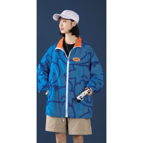 Summer Baseball Basic Jacket Women Hooded Zipper Plus Size Loose Bomber Jackets Outerwear Female Print Windbreaker Coat
