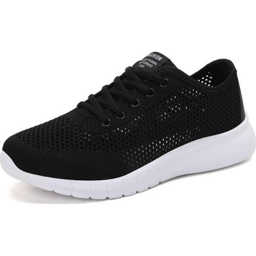 Womens Casual Shoes Large Size Sports Shoes 36-42 New Comfy Design Mesh Breathable Sneakers Black White Womans Shoes