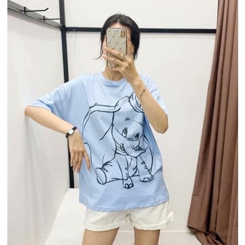 Disney Cartoon Dumbo Shirts for Women Print Round Neck Short-sleeved Women Fashion Clothing Graphic T-Shirts Harajuku Kawaii
