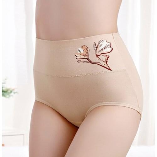 Womens underwear cotton printed panties high waist abdomen hiplift brife cotton postpartum abdomen high waist underwear