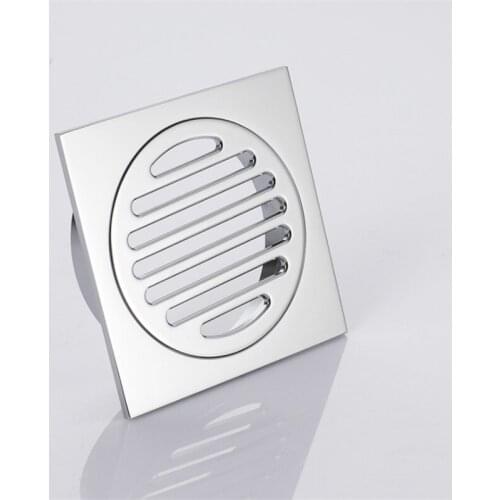 1pc Straight Square Floor Drain Brass Chrome Bathroom Floor Drain 8.7*8.7cm