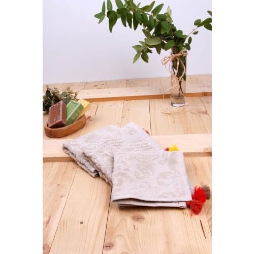 % 100 Cotton 3-Piece Velvet 30x30cm Kitchen Guest Towel Jacquard with Tassels