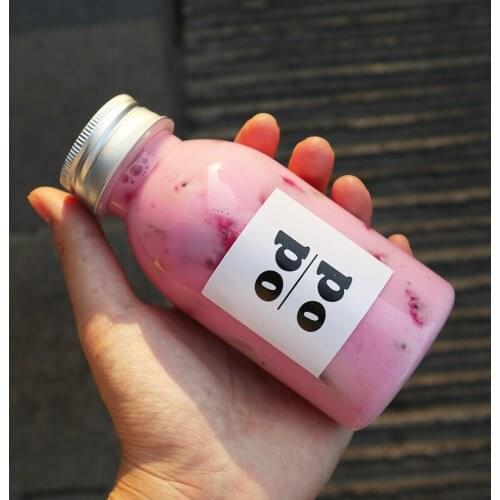 20pcs Net red 250ml aluminum cover transparent PET plastic ice drinking packaging cups party favors milk tea coffee juice bottle