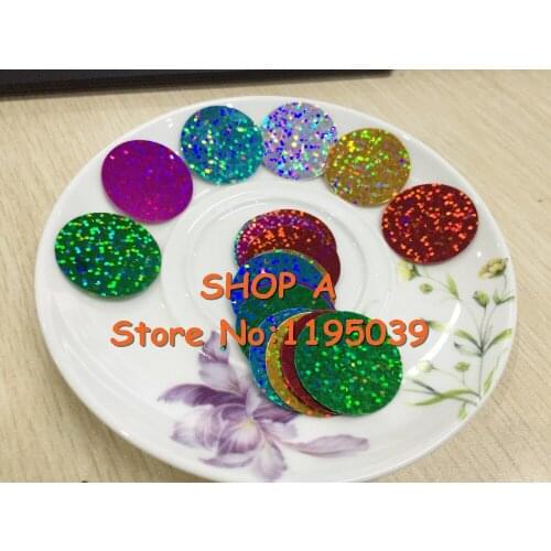 280pcs Large Round Sequins 30mm PVC Flat Round Hologram Decoration Side Hole Mix Laser Colors