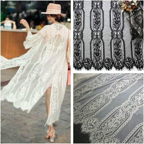 3M/Lot Exquisite France eyelashes lace fabric handmade DIY 150cm wide clothing wedding dress curtains accessories Locating lace