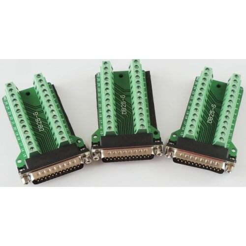 3pcs/lot Free shipping DB25 male 25 Pin Port Signals Breakout Board Screw terminals adapter plate DB25-G