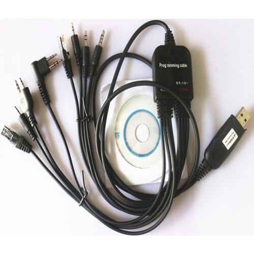 8in1 USB Programming Program Cord Cable For YAESU BAOFENG UV-5R Kenwood for IC Retevis H777 Motorola CP040 CP125 CP140 Radio