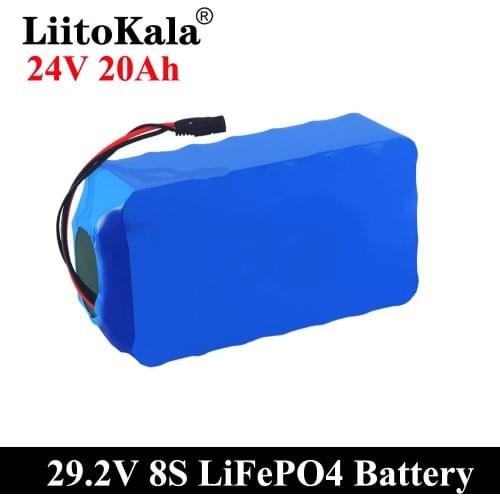 LiitoKala 24v 20Ah lifepo4 battery pack 50A BMS 8S 25.6V deep cycle for 1000w scooter WheelChair portable power light