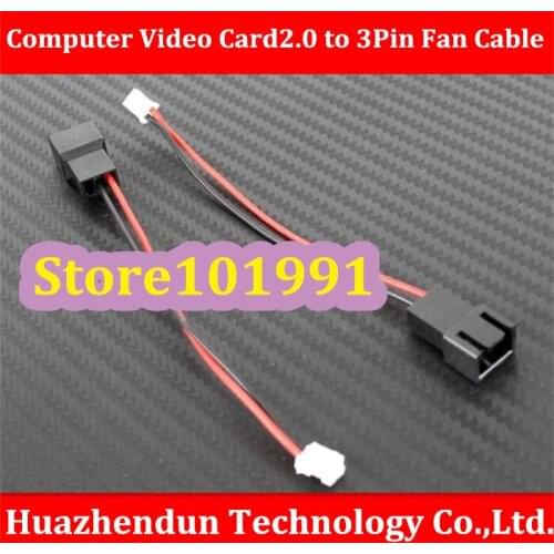 Free Shipping Computer Video Card 2.0 to 3Pin Fan Cable Length About 10CM Mini 2Pin to 3Pin Fan Cable