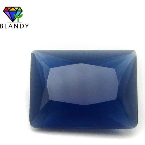 High Quality Blue Glass Beads 2x3~10x14mm Rectangle Shape Machine Cut Blue Synthetic Glass Gems Stone For Jewelry