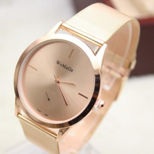 Women watchesThe new brand of high-quality rose gold and silver metal mesh casual simple stainless steel quartz watch