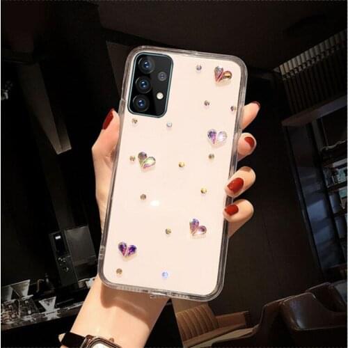 Love Rhinestone Case for Samsung Galaxy A52 A72 5G A32 A42 A12 Case Silicone Cover Funda On A02s A51 S20 FE S21 Ultra Phone case