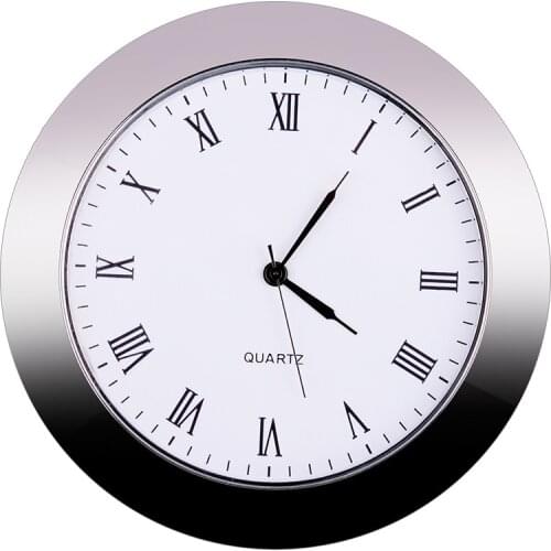 Mini Clock Quartz Movement Insert Round 60mm hole White Face Silver Tone Bezel Roman Numerals 65mm Watch Face 2.56 inches