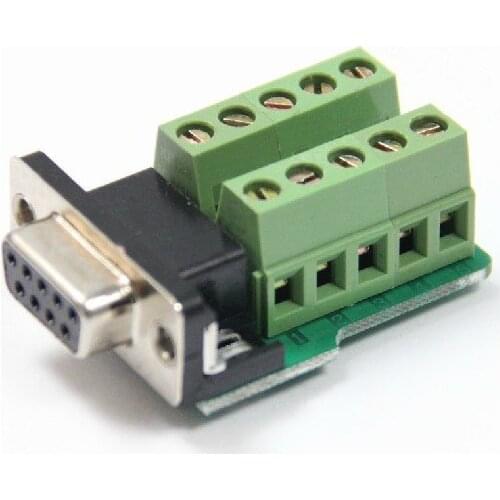 DB9 female head without screw turned terminals, DB9 female head turn terminal row