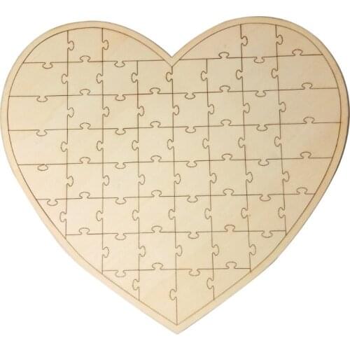 Rustic Wooden Heart Guestbook Jigsaw Puzzle Guest Book Alternative Wedding Party Favors Personalized Gift