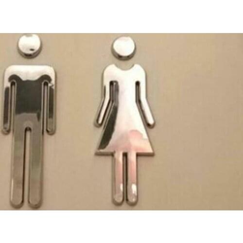 MEN & WOMEN Toilet/Loo/Bathroom/Restroom/WC Door Sign Plates Self Adhesive Indicator Plaque Entrance Sign Sticker 12x4 cm