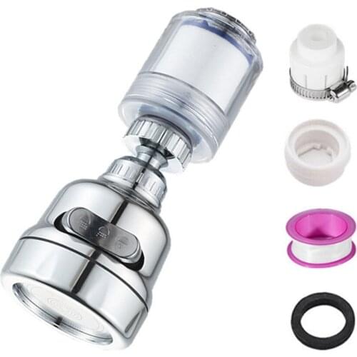 Home Bubbler Filter PP Cotton with Splash-Proof Head of Kitchen Faucet 3 Modes Water-Saving Extended Sprinkler
