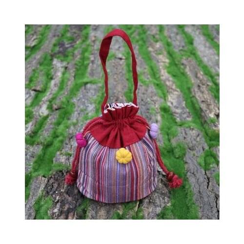 Hot-sale national appliques mini shopping Casual totes!Nice colorful prints bohemian Bundle pocket All-match canvas storage bags