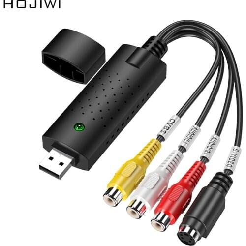 HOJIWI Portable Easy to cap VHS To DVD Video Capture Converter USB2.0 Audio Video Capture Card Adapter For Win7/8/XP/Vista AD27
