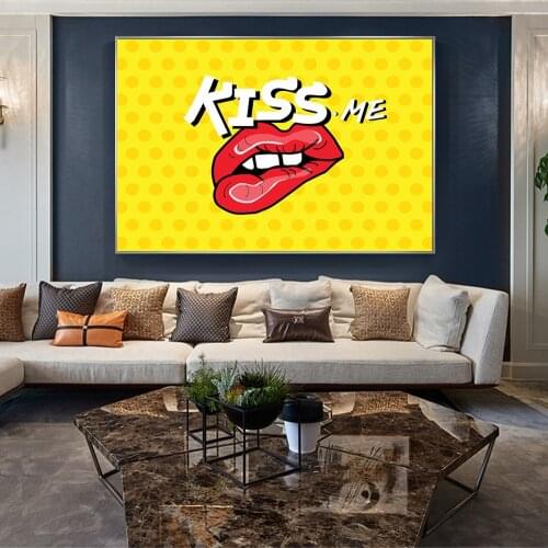 Kiss Me Sexy Lips Art Picture Painting Canvas Poster Modern Wall Art Canvas Print Wall For Beauty Shop Living Room Home Decor