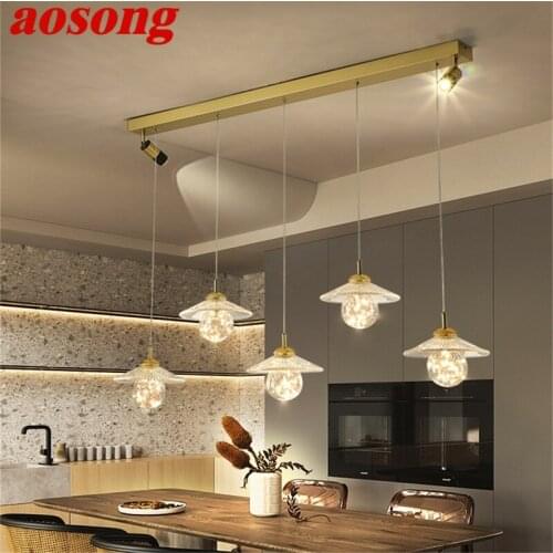 AOSONG Creative Lights Pendant Contemporary LED Gold Lamp With Spotlight Fixtures for Home Dining Room