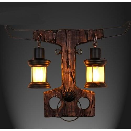 LOFT wall lamp retro nostalgic Creative double head wall light personality store coffee restaurant lights aisle lamp ya72831