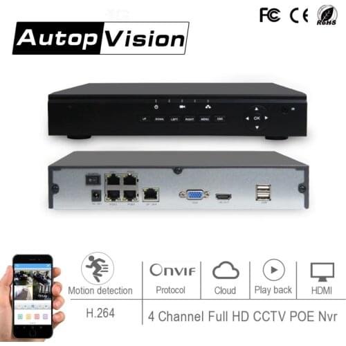 LS-7504POE 4ch p2p ONVIF POE NVR H.264 4 Channel Full HD 1080P 720P CCTV NVR Network Video Recorder with motion detection