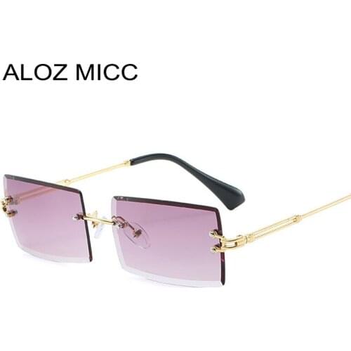 ALOZ MICC Fashion Ladies Rectangle Rimless Sunglasses Men Women Personality Trimming Luxury Metal Sunglass UV400 Q709
