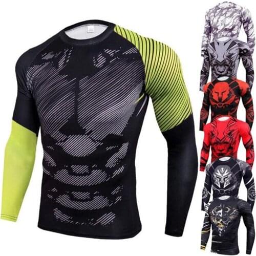 Men 3D Printed T-shirt Compression Tights Fitness Running Shirt Breathable Long Sleeve Sports Fitness High Quality Male Fashion