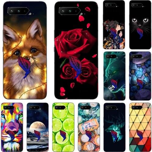 Cartoon Flower Animal Fruit Painting Soft Phone Case For Asus ROG Phone 5 I005DA I005DB 5 Pro Ultimate ZS673KS Cover silicone
