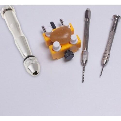 12Pcs Hand Drill Jewelry Tools Kit Pin Vise for Resin Casting Molds Steel Hand Drill with 10Pc Drill Bits & Fixed Holder