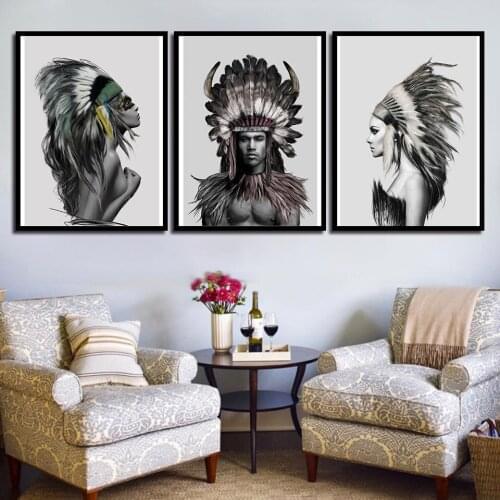 Wall Pictures For Home Wedding Decoration Indians Woman And Man Nordic Style Canvas Art HD Print Painting Minimalist Poster