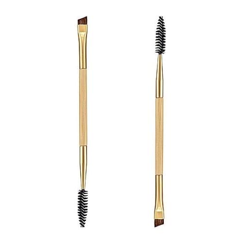 Wholesale 1PCS Makeup tools bamboo handle double eyebrow brush + eyebrow comb and makeup brush HZS092-025