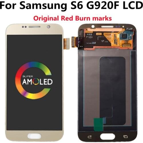 Original For Samsung Galaxy S6 LCD Super Amoled S6 G920 SM-G920F G920F G920FD Touch Screen Display Assembly Red burn