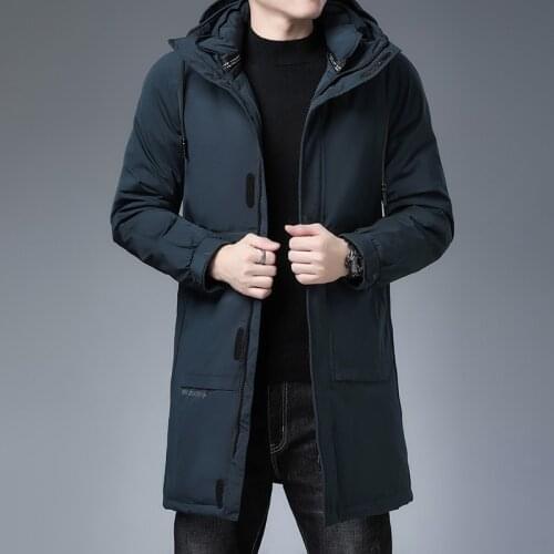 -30 Degree Parkas Mens Long Jacket Men Winter Jacket White Parkas Thicken Coat Fur Hooded Thick Warm Windbreaker