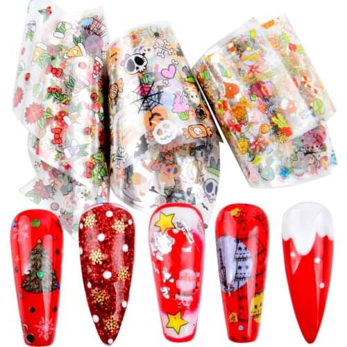 1 Set Roll Flower Nail Decals Retro Christmas Nail Foil Nail Transfer Sticker Sweet Paris Script Nail Designs Manicure